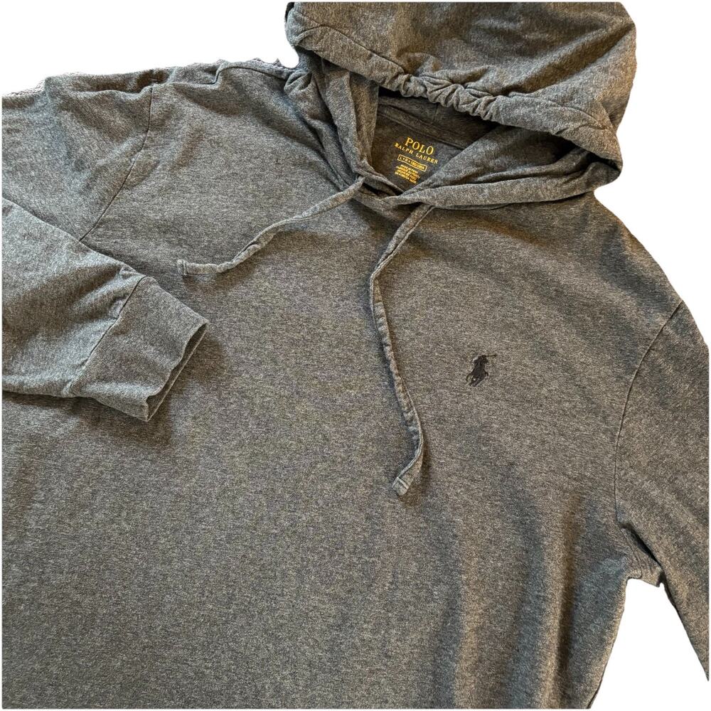 Polo Ralph Lauren Men’s Jersey Hooded T-Shirt Dark Gray Long Sleeve Size Large